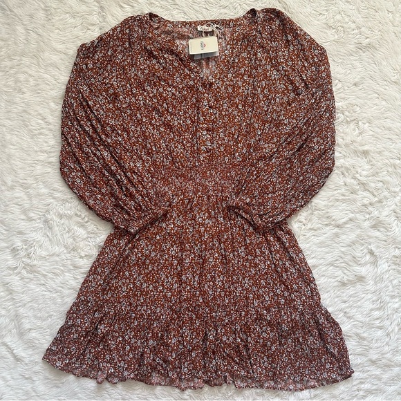 Faherty Dress Montana Swingy Mini Smocked Waist Ennis Floral S NWT New - Picture 2 of 13